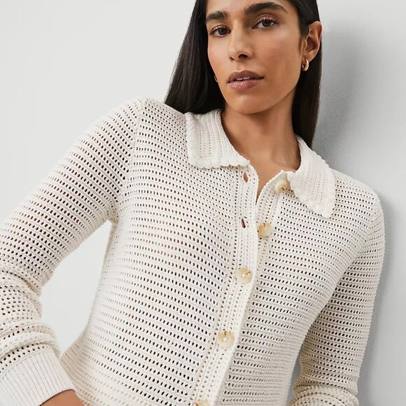 NWT Ann Taylor -Crochet Collar Cardigan - Picture 3 of 3